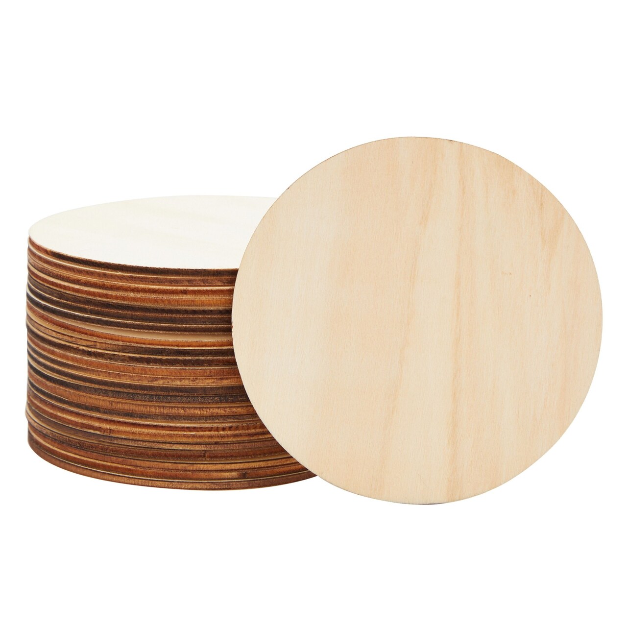 24 Pack Unfinished Wood Circles for Crafts, 4 Inch Round Wooden Cutouts for DIY Coaster Projects